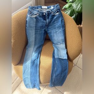 Givenchy Two-Tone Patchwork Blue Straight-Leg Jeans